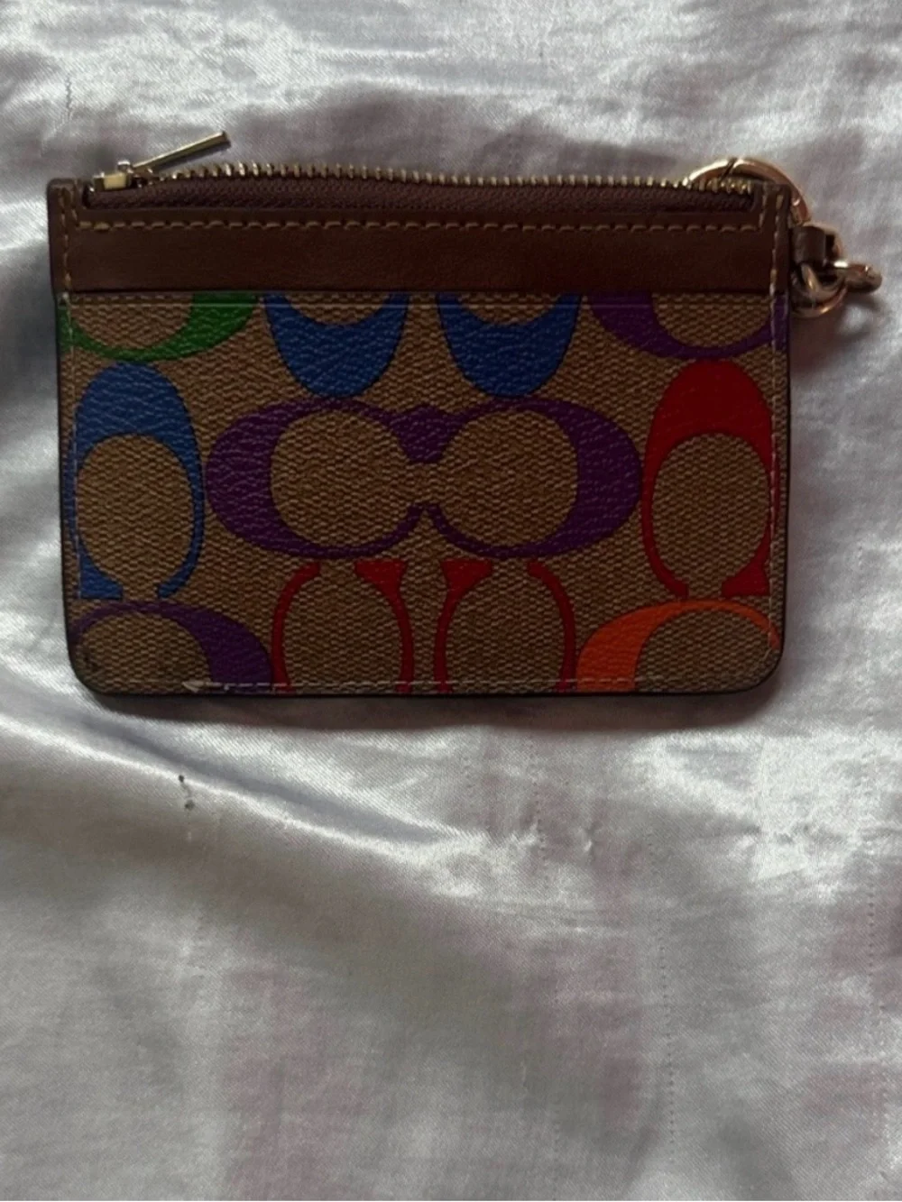 Coach Brown Rainbow Accent Card Case